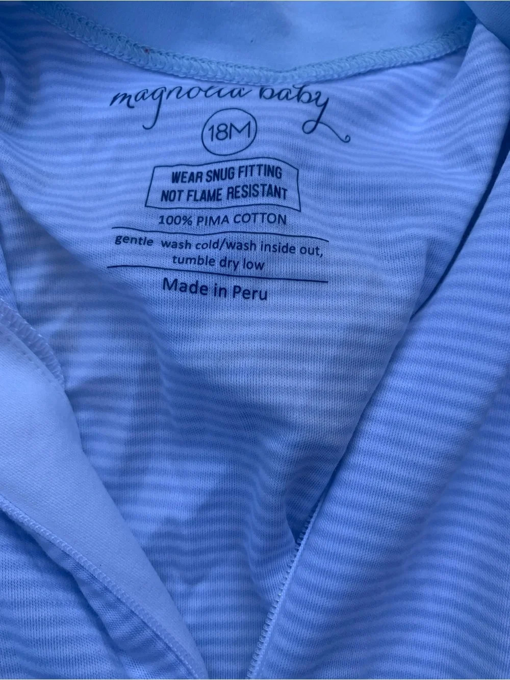 Classic Light Blue Striped Footed One-Piece for Kids